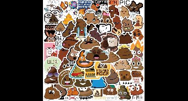 50 Stuks Grappige Kawaii Poop Cartoon Stickers voor Laptops en Fietsen