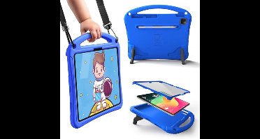 Bam Bino Space Suit Robuuste iPad 11e generatie hoes voor kinderen, past op iPad Air 11 M2/M3, Pro 11 M4 (2024), 10e generatie, ingebouwde schermbeschermer, handvat, schouderriem (Galactisch blauw)