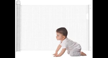 UISEBRT Deurbeschermingshek, roll, trapbeschermingsrooster, uittrekbaar, 0-150 cm, afsluitrooster, hond, deurrooster voor baby's en huisdieren, wit