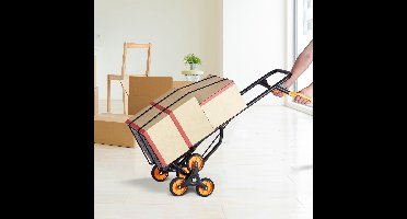 Inklapbare Trapklimmer – Handwagen – Transportwagen – Trapkar – Zeswielige Kar – Zwarte Variant – Draagkracht Tot 200 kg – Stevig Stalen Frame