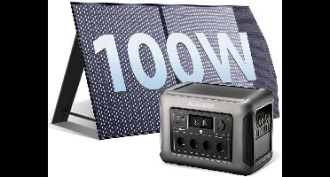 Powerstation – Mobiele Generator – Noodstroom – Draagbare Accu – Zonne-energiecentrale – 1056Wh LiFePO4 – 1600W Continu Vermogen – Snelle Oplading 40 Min