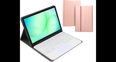 Ntech - Hoes Toetsenbord Geschikt voor Samsung Galaxy Tab A11 Plus Hoes Rose Goud / Beschermhoes Galaxy Tab A9 Plus bluetooth toetsenbord QWERTY - Coverhoesje met Touchpad Muis Pencil Houder - Smart Folio Keyboard