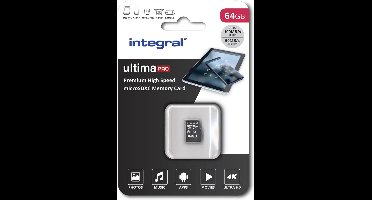 64GB microSD kaart - Premium Hoge Snelheid 4K video opslag - tot 100MB/s lezen en 50MB/s schrijven, UHS-I, U3, Klasse 10, A1 app prestatie - voor smartphones, tablets en drones