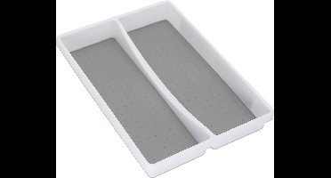 Addis Premium Soft Touch 2 Twin Compartiment Lade Grote Gebruiksvoorwerp Bestek Organizer Lade, Wit & Grijs nieuwe 2 Secties