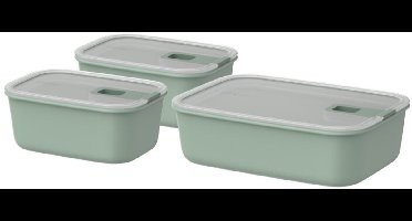 Mepal Vershouddoos set EasyClip - 2x 700 + 1500 ml - Vershoudbakjes met schuifsluiting - Geschikt voor magnetron, stoomoven, koelkast en vriezer - Nordic sage