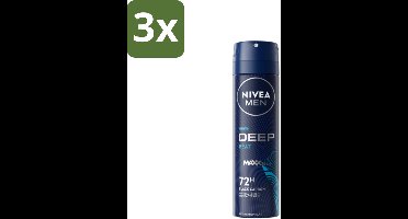 NIVEA MEN - Deospray - Deep Beat - 150 ml - Bulkverpakking - 3 stuks