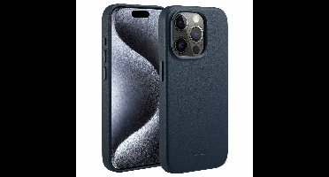 Accezz Hoesje - Geschikt voor iPhone 15 Pro - geschikt voor MagSafe Leather Backcover - Nightfall Blue