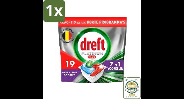1 x Dreft Platinum Plus - Vaatwascapsules - Deep Clean Boosted - 19 Afwasbeurten- Vaatwasmiddel - Vaatwascapsules - Machine Clean Action - Korte Cyclus - Reiniging Als Nieuw