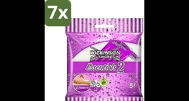Wilkinson - Wegwerpscheermesjes Essentials 2 - Voor Dames - Antislip Greep - 5 scheermesjes - Bulkverpakking - 7 stuks