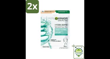 Garnier - SkinActive - Hydrabomb Tissue Masker - Hyaluronzuur & Aloe Vera - Super Hydraterend - 1 Gezichtsmasker - Voordeelverpakking - 2 stuks - Hydraterend masker - Hyaluronzuur