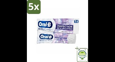 5 x Oral B - Tandpasta - 3D White Advanced - Luxe Perfection - 75ml - Grootverpakking - Witte Tanden - Tandpasta - Tanden Reinigen - Vlekken Verwijderen - Glanzende Tanden