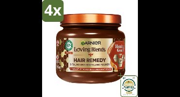 Garnier - Loving Blends Honing Goud - Hair Remedy Haarmasker - Beschadigd & Breekbaar Haar - 340 ml - Voordeelverpakking - 4 stuks - Haarbreuk - Gespleten punten