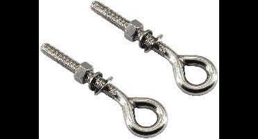 Provento - Oogbouten Set van 2 stuks | RVS Oogbout Met Moer en Wasmachines | Lange Schacht Schroefdraad Staaf | Ringbolt met Gesloten Ring Oogbout