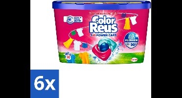 6 x Color Reus - 3+1 Power Caps - Gekleurde Was - 14 Wasbeurten - Wascapsules - Gekleurde Was - Wasmiddel - Kleurbehoud - Wasverzachter