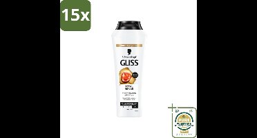 15 x Gliss - Shampoo - Total Repair - Voor Intensief Haarherstel - 250 ml - Grootverpakking - Haarherstel Shampoo - Beschadigd Haar - Keratine Shampoo - Haarbreuk Verminderen - Glanzend Haar