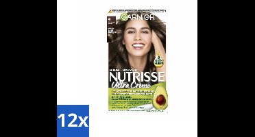 Garnier - Nutrisse Ultra Crème 4 - Haarkleuring - Middenbruin - Intens Voedend - Permanente Kleur - Voordeelverpakking - 12 stuks