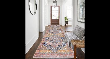 Boraboi® Lange antislip tapijtloper met oosters design voor gang en keuken,80 x 300 cm,Boho-beige