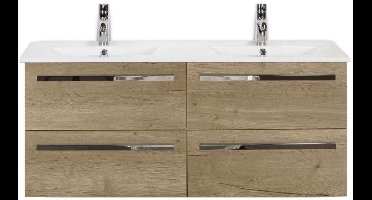 Seville Badmeubelset 120 cm - 4 Laden Natuur Eiken - Keramische Wastafel Wit Enjoy