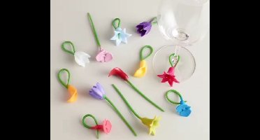 New Age Devi - Glasmarkers - Bloemen 6 stuks