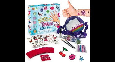 Glitter Tattoo Set XXL - Knutselpakketten - 7 glitterkleuren - 36 sjablonen - Plak tattoos voor Kinderen - Kinderfeestje - Tattoos Kinderen - Joya Creative