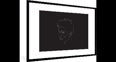 Fotolijst incl. Poster - Line art - Zwart - Wit - Man - 120x80 cm - Posterlijst