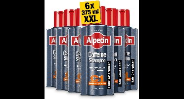 Alpecin Cafeïne Shampoo C1 6x 375ml | Voorkomt en Vermindert Haaruitval | Natuurlijke Haargroei Shampoo voor Mannen