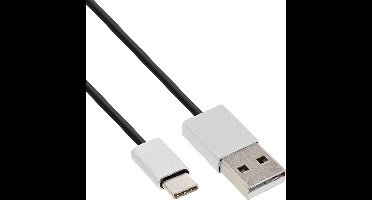InLine® USB 2.0 kabel, USB-C male naar A male, zwart/aluminium, flexibel, 1,5m