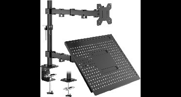 ApexArte® Monitor Arm 2 Schermen - Standaard - Verhoger - Zwart