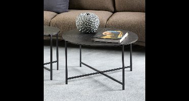 Sohome Ronde Salontafel Dorene Marmerlook, 70cm - Zwart