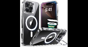 ESR Hoesje Geschikt voor Apple iPhone 16 Pro Max - Classic Hybrid HaloLock - Compatibel met MagSafe / Qi2 en ESR HaloLock - Back Cover - Camera Kickstand - Cameraregelaar Control Knop - Transparant