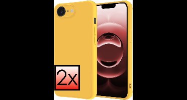 Hoesje - 2 Stuks - Geschikt voor Apple iPhone 16e / 17e - Sterk & Shockproof - Case Siliconen - Back Cover - Telefoon Hoes - Geel