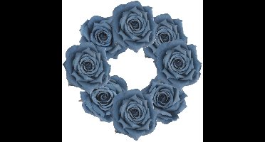 Chaks Decoratie rozen set - kunststof - 8x - blauw - 9,5 x 5,5 cm - bruiloft decoratie - kunstbloemen