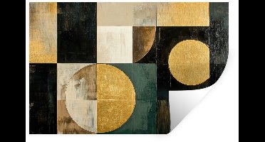 Muurstickers - Sticker Folie - Abstract - Goud - Brons - Vormen - Geometrisch - 30x20 cm - Plakfolie - Muurstickers Kinderkamer - Zelfklevend Behang - Zelfklevend behangpapier - Stickerfolie