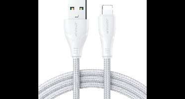 Joyroom 2m Nylon Lightning oplaadkabel - 2.4A Snellader - Wit