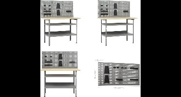 vidaXL - Werkbank - met - drie - wandpanelen
