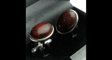 Manchetknopen - Echt 925 Zilver Rode Jaspis