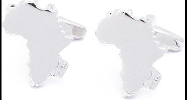 Manchetknopen - Afrikaanse Kaart Outline Zilverkleurig