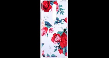 Shop4 - Geschikt voor Xiaomi Mi 9T Hoesje - Zachte Back Case Rozen en Bladeren Transparant