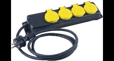 Heitronic 45058 Stekkerdoos zonder schakelaar Zwart/geel Kinderbeveiliging