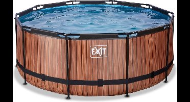 EXIT Wood Frame Zwembad ø360 - Opzetzwembad - met Zandfilterpomp - Rond - Bruin