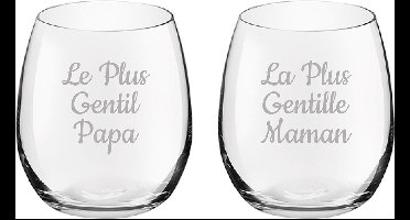 Drinkglas gegraveerd - 39cl - Le Plus Gentil Papa & La Plus Gentille Maman