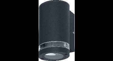 LEDVANCE LED Wandlamp voor 1x GU1-lampen, designlicht voor buiten, voor 1-zijdige indirecte verlichting met dumpingring, gemaakt van aluminium in donkergrijze, Endura Beam Gap Wall Down GU1-