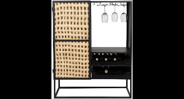 Puur - Bjerka wijnkast laag MDF/rattan