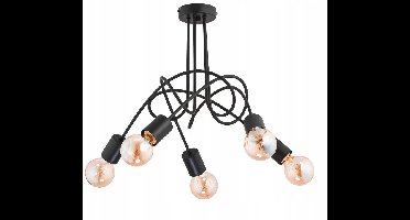Retro Hanglamp Spider 5-arm Zwart Mat E27