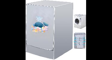 Wasmachinehoes voor wasmachines, geschikt voor buiten, waterdicht en stofdicht, dikke binnenkant, UV-bescherming, zilver, 60 x 63 x 85