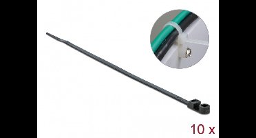 Tie-wraps met montagegat | 200 x 4,8mm | zwart | 10 stuks