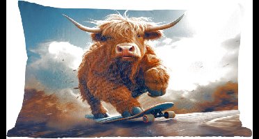 Sierkussens - Kussentjes Woonkamer - 60x40 cm - Schotse hooglander - Hoorns - Skateboard