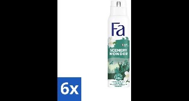 6 x Fa - Deodorant Spray - Scenery Wonder - Houtachtig & Jasmijn - 48 uur Bescherming - 150 ml - Deodorant Spray - Houtachtige Geur - Jasmijn Geur - 48 Uur Bescherming - Geurveroorzakende Bacteriën