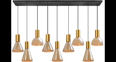 ETH Lisa Hanglamp zwart+brons 9xGU10 ex.bulb L130xW30xH2.5cm + 350cm kabel