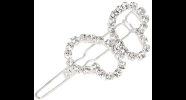 Haarsoires Haarspeld Haarclip 3cm - Vlinder Strass Steentjes - Zilver - Hair Clip - Decoratieve Haaraccessoire